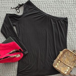 Michael Michael Kors Black One-Shoulder Top